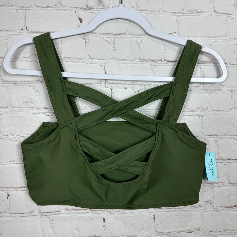 Cupsay‎ green swim bikini top padded, sz M, NWT